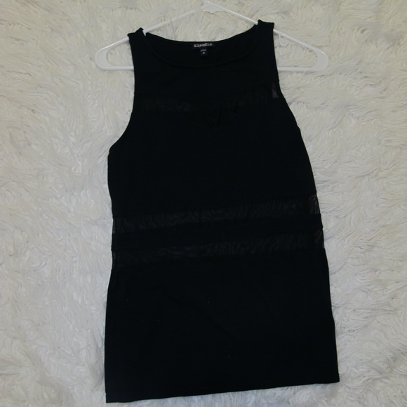 Women's Express Sleeveless Mesh Shirt Chic Date night Top Size : M Black EUC - Picture 5 of 7